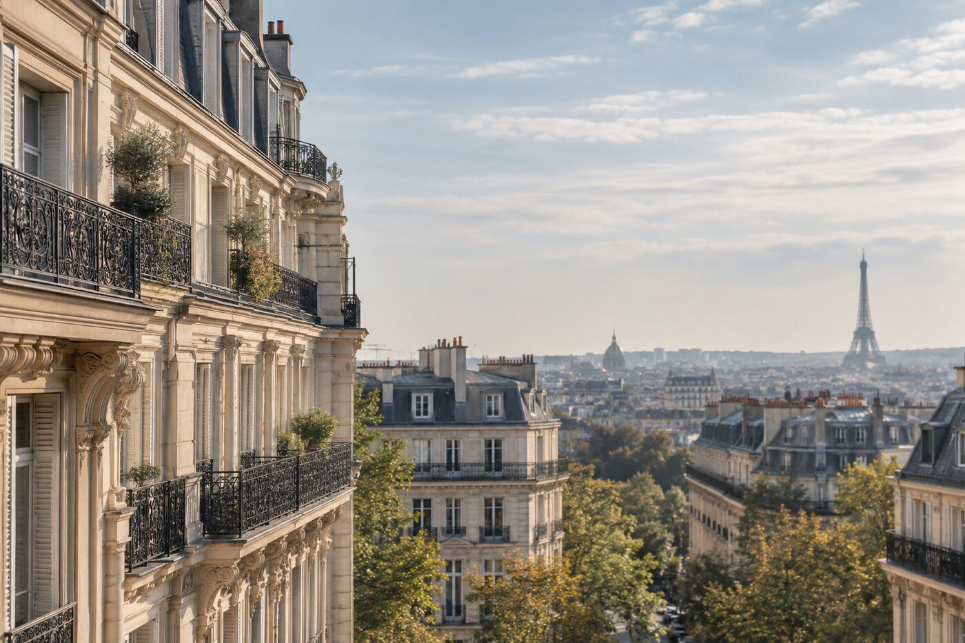 Vue sur les toits de Paris et la tour Eiffel